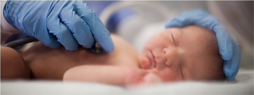 Preterm baby in incubator