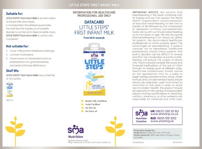 LITTLE STEPS First Infant Milk Powder Data Card