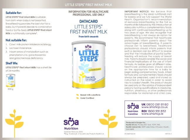 LITTLE STEPS First Infant Milk Powder Data Card