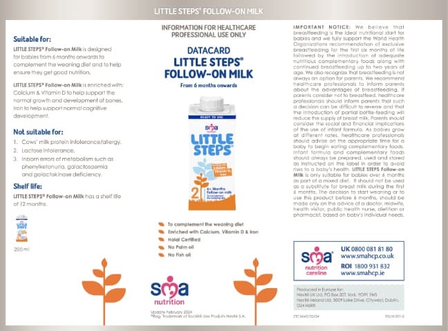 LITTLE STEPS Follow-on Milk Liquid Data Card