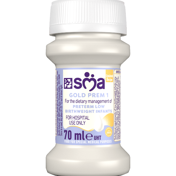 Bottle of SMA Gold Prem 1 Formula 70ml on a transparent background