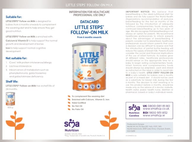 LITTLE STEPS Follow-on Milk Powder Data Card
